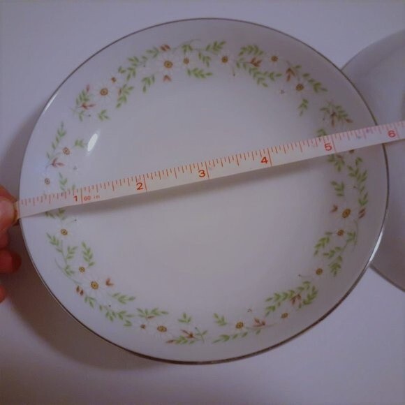 Vintage M Japan 3617- SUZI  Floral Trim Saucer Salad Bowl White Floral Lot 2 - Picture 7 of 9